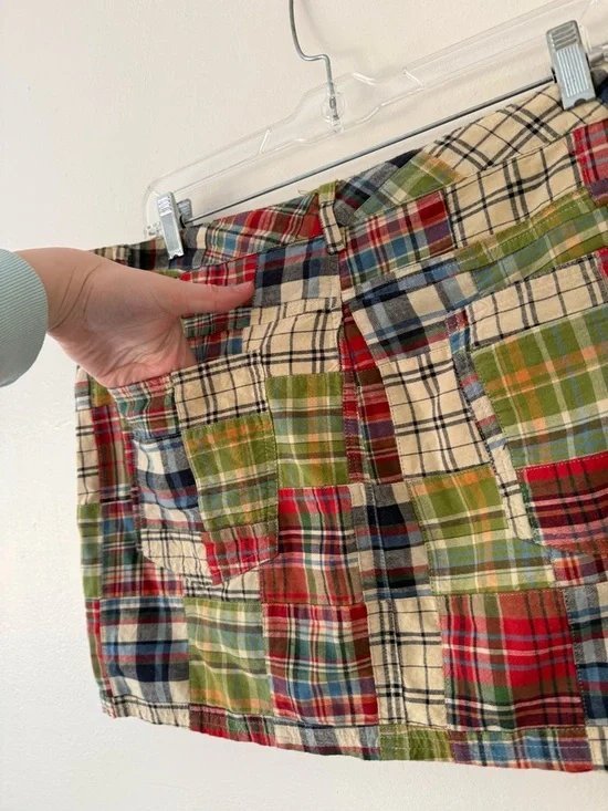 Vintage Y2K Plaid Patchwork Low Rise Mini Skirt Sz 14 American Eagle Outfitters - Picture 6 of 13